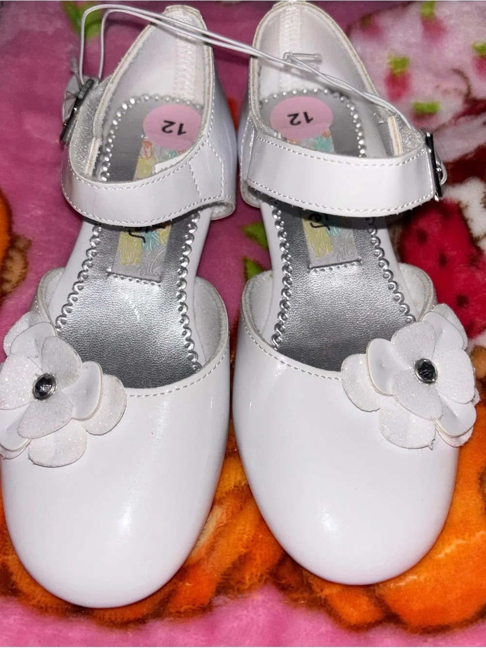 Rachel Shoes White Flower Strap Girls Dress Flats